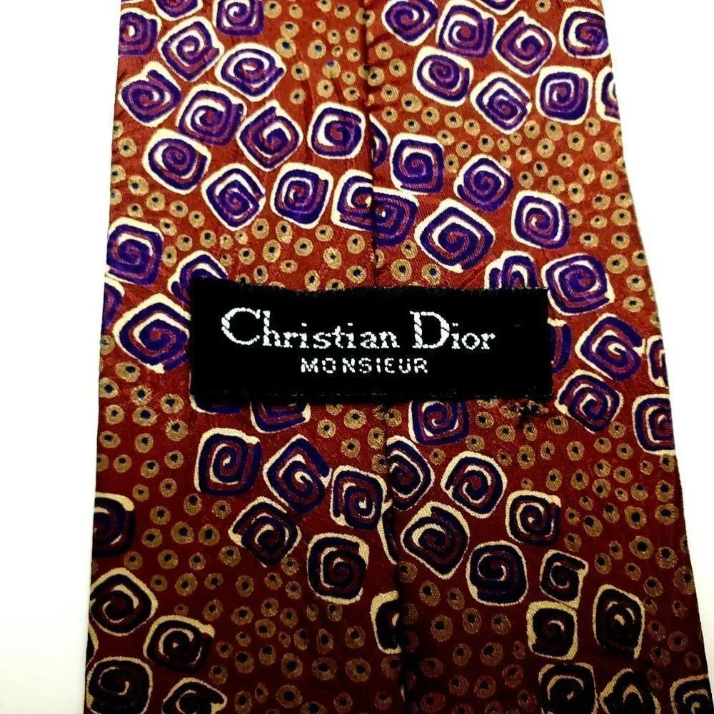 Christian Dior Monsieur‎ Silk Tie  Brown Print Abst